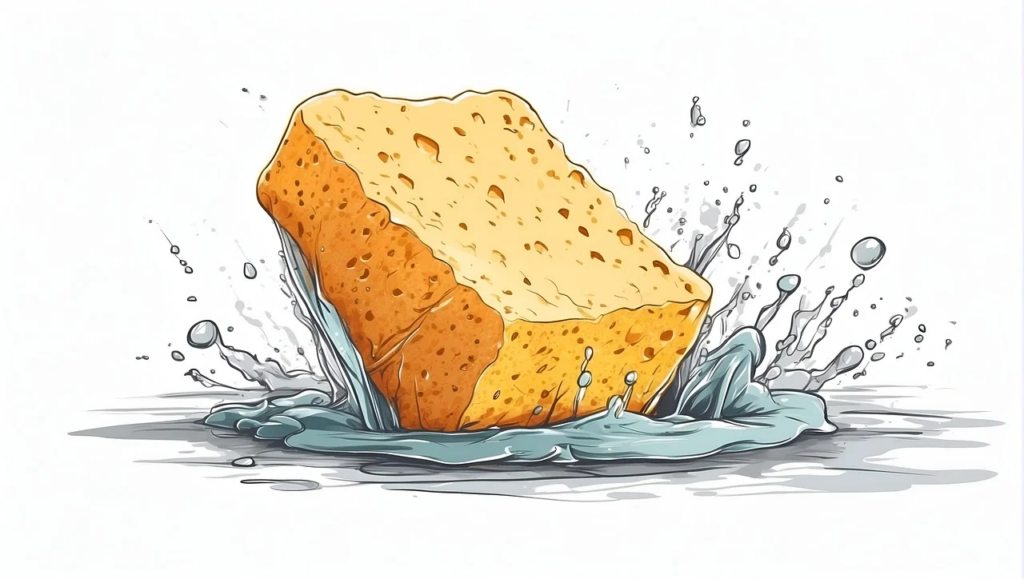 illustration of a sponge hitting water