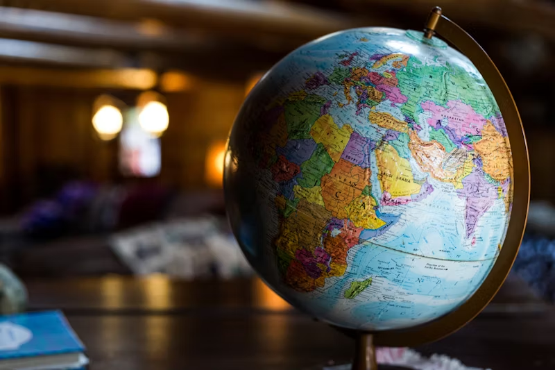 a globe on a desk