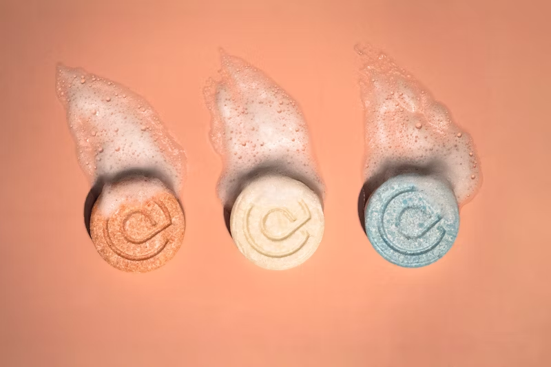 three coloured circles of soap