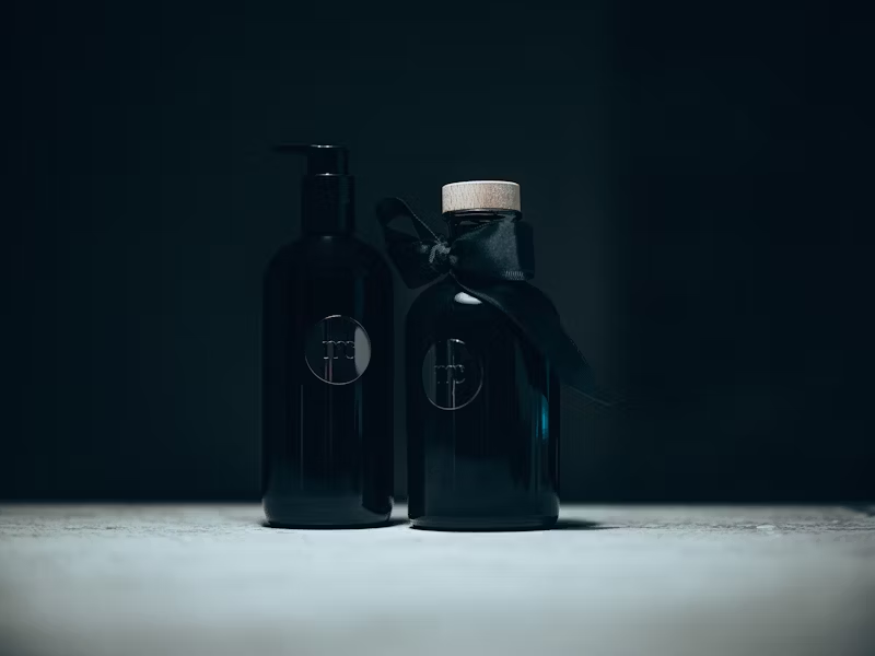 dark bottles of soap