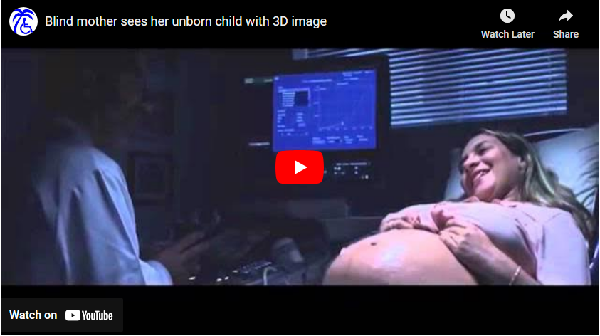 blind mom with 3d image