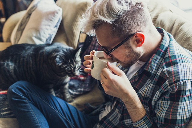man drinking coffee