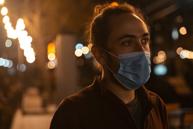 man wearing surgical mask. Covid-19 pandemic concept 