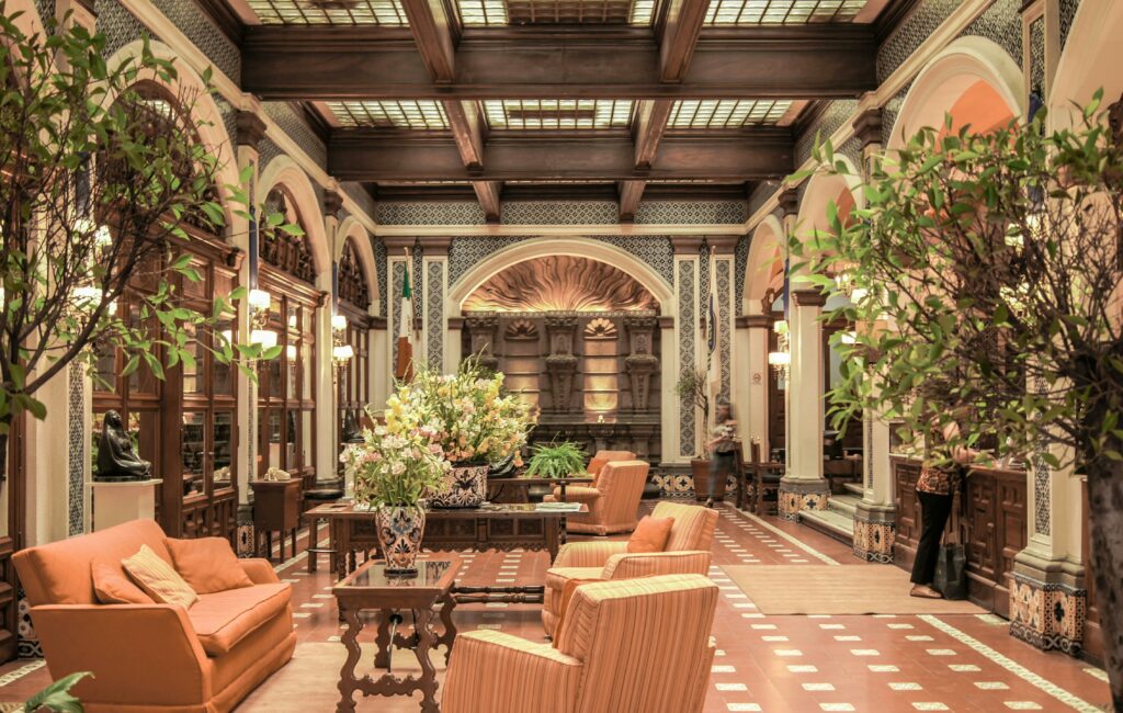 reception area in a hotel