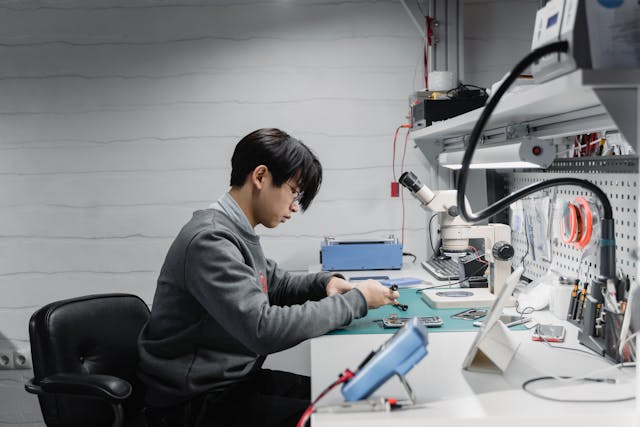 man working at desk