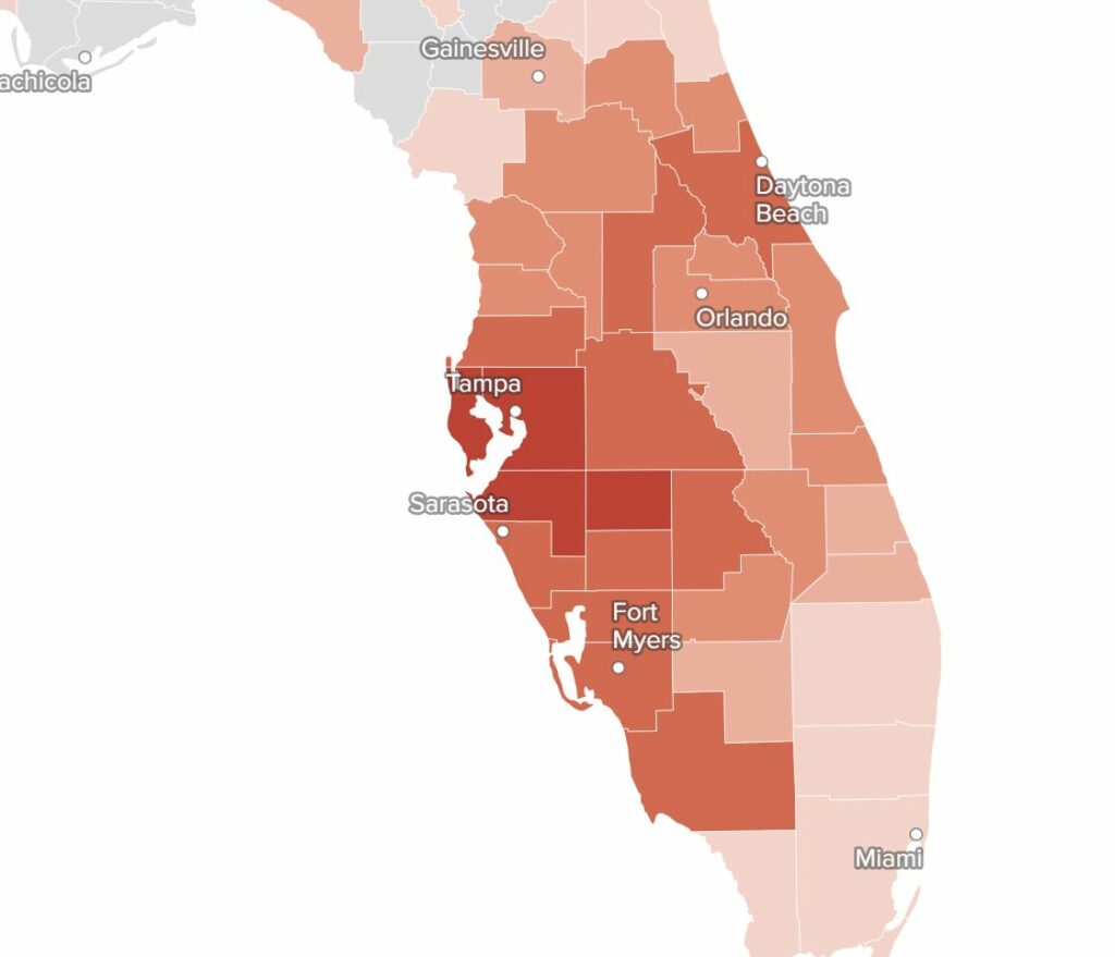 A map of the power outages from the hurricane.