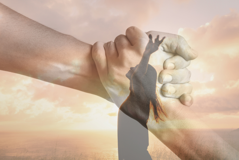 People reaching out for help. Lending a helping hand, and rehabilitation concept.