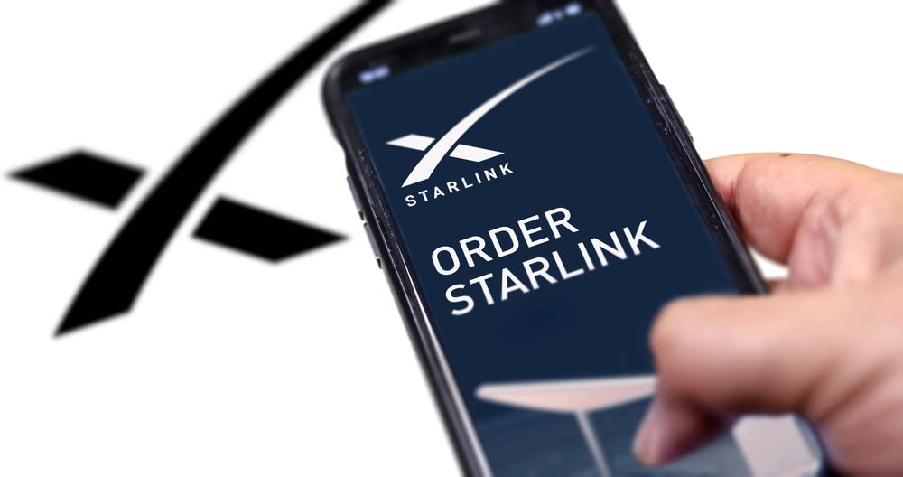 Redmond, Washington, USA, November 2021: ordering a Starlink product using a smart phone. Starlink (SpaceX) is a satellite communications system
