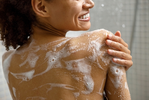 woman in shower