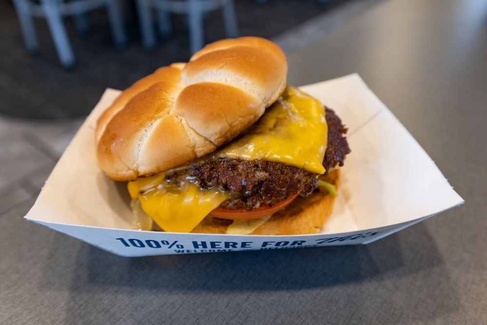 Homer Glen, Illinois USA - December 21 2022: Culver's Double Butter Burger with Cheese inside the Chain Restaurant
