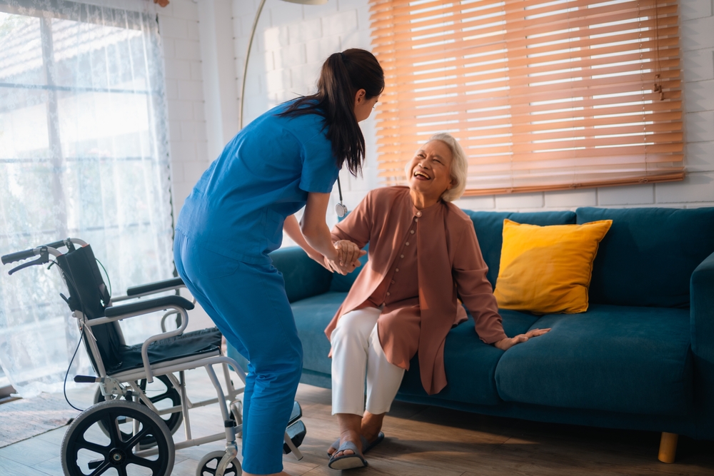 Senior Woman Receives Medical Advice and Treatment from a Doctor in a Hospital: Health Care Professionals Provide Help and Care to Elderly Patients with Insurance in a Clinical Setting
