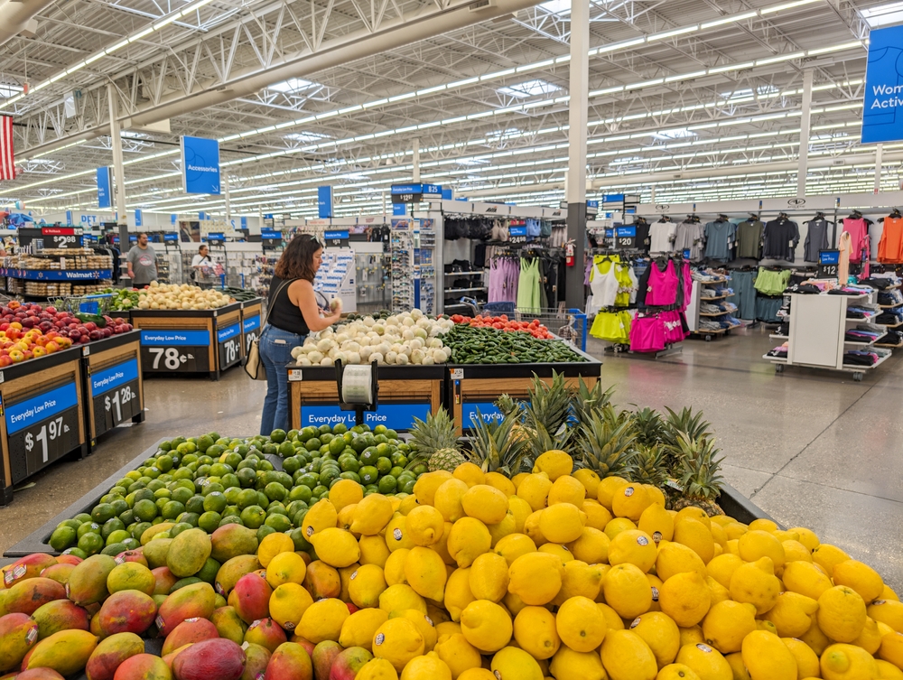 St. George, Utah - May 20, 2023: Customer selecting fresh produce at the Walmart Supercenter on Pioneer Road