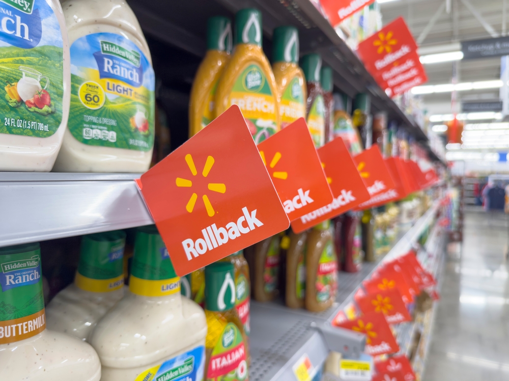 Los Angeles, California, United States - 04-14-2024: A view of several Rollback tags, seen at a local Walmart.