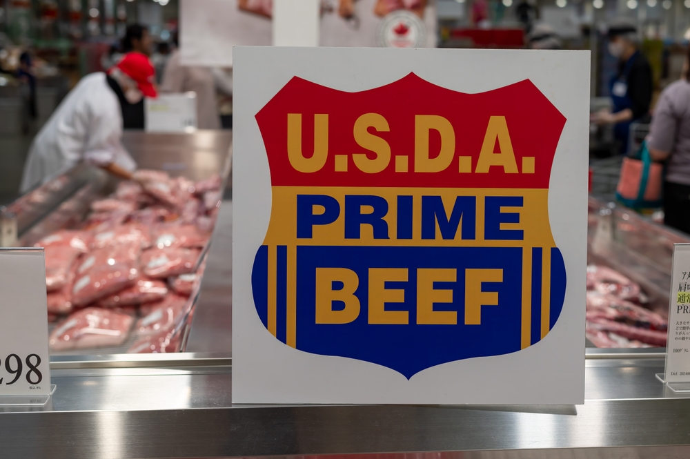 Kitakyushu, Fukuoka, Japan - August 27, 2024: USDA Prime Beef logo at the Costco meat section
