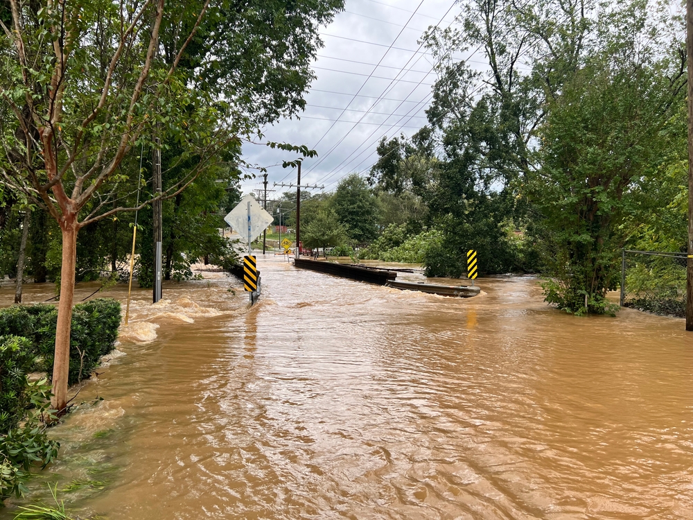 Damage from hurricane Helene in Greenville South Carolina swamp rabbit flooding September 2024

