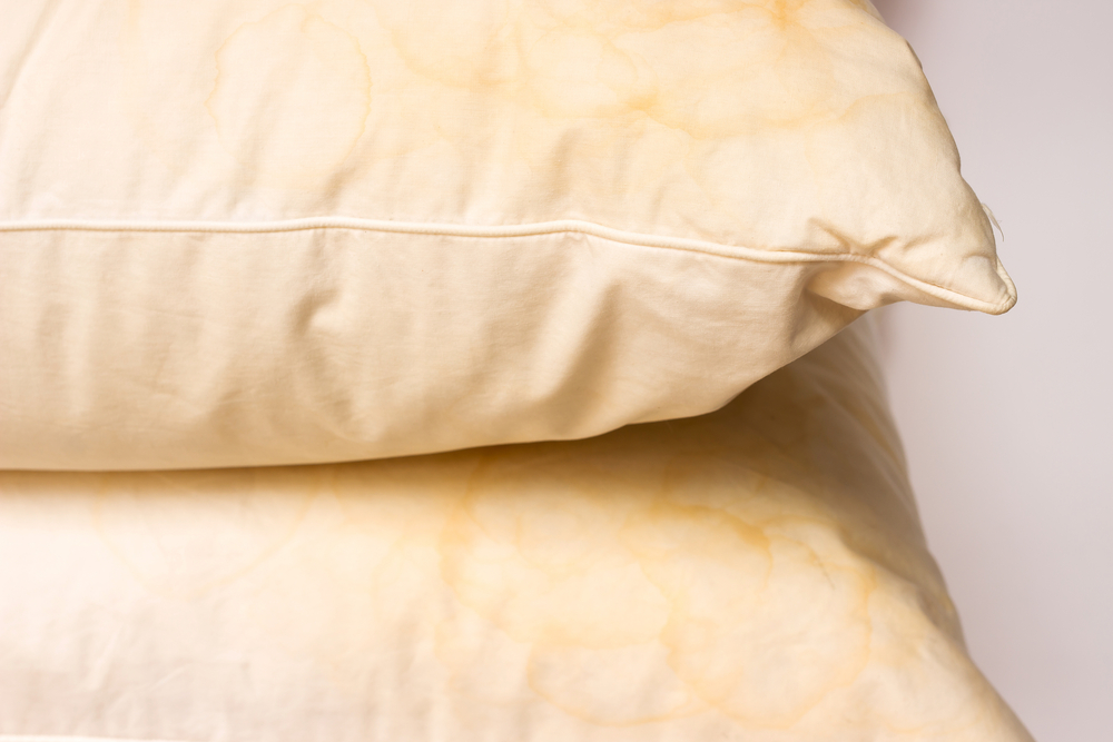 Dirty pillow from saliva stain