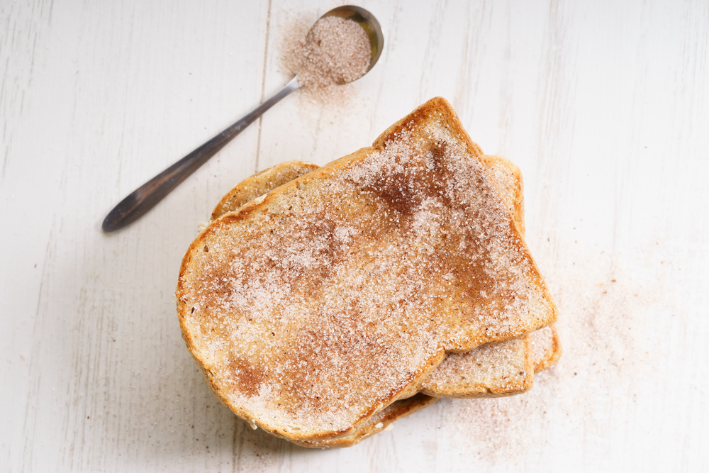 wholewheat bread toast with cinnamon sugar
