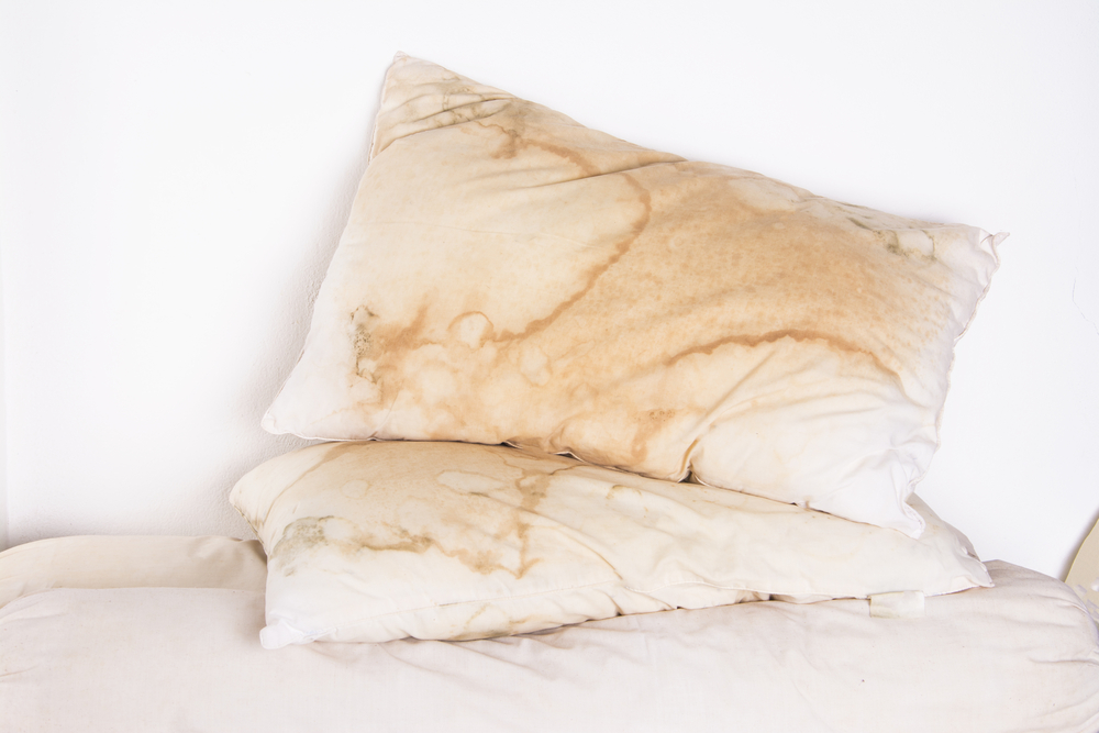 Old pillow with fungus Dirty pillow