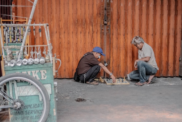 retirees playing chess