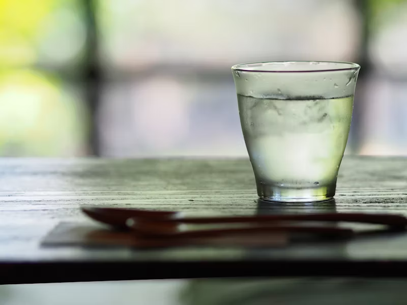 a fogged glass of water