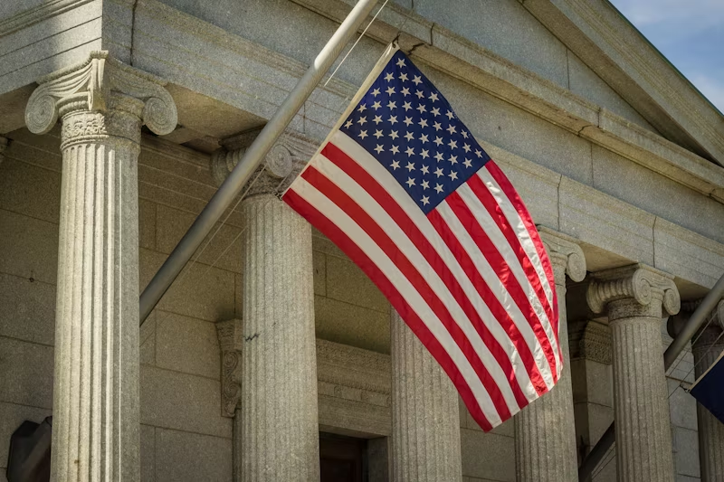 American flag hanging 