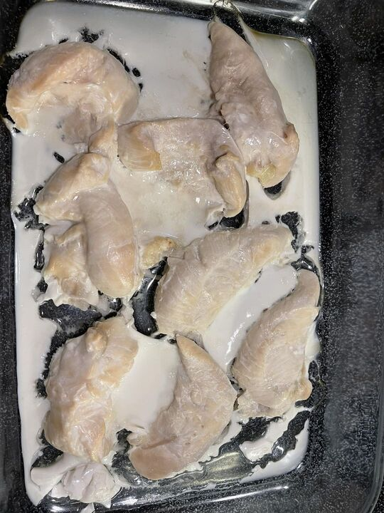 very goopy cooked chicken