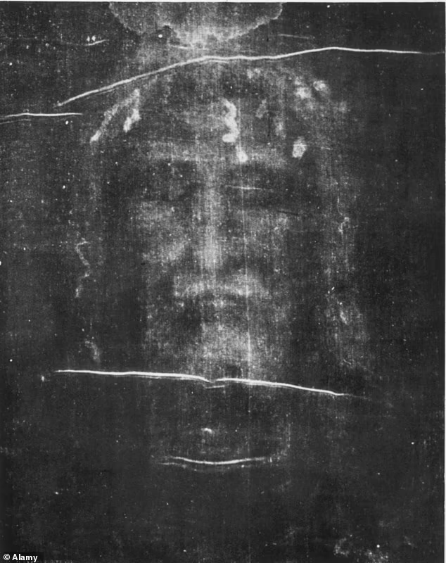 The Shroud of Turin features the image of a man with sunken eyes, which experts have analysed under different filters to study it