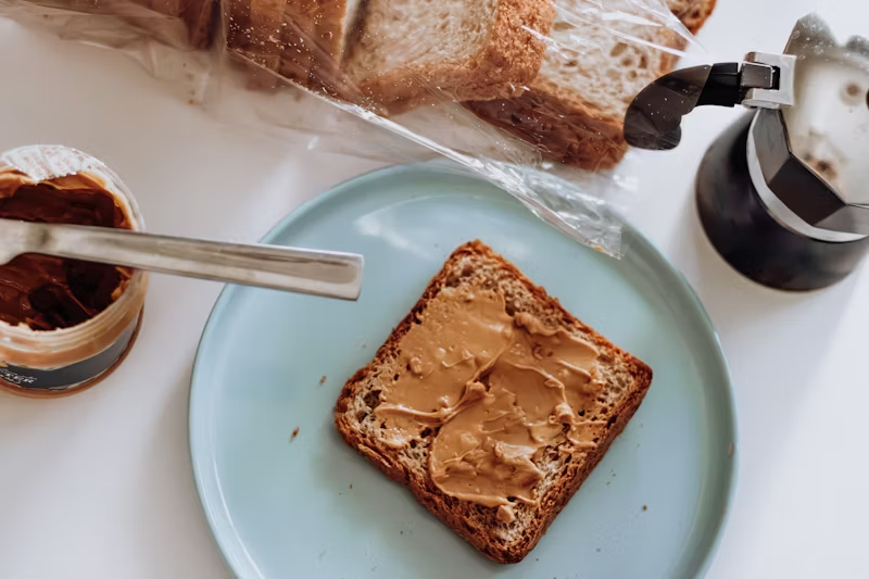 bread with peanut butter on it