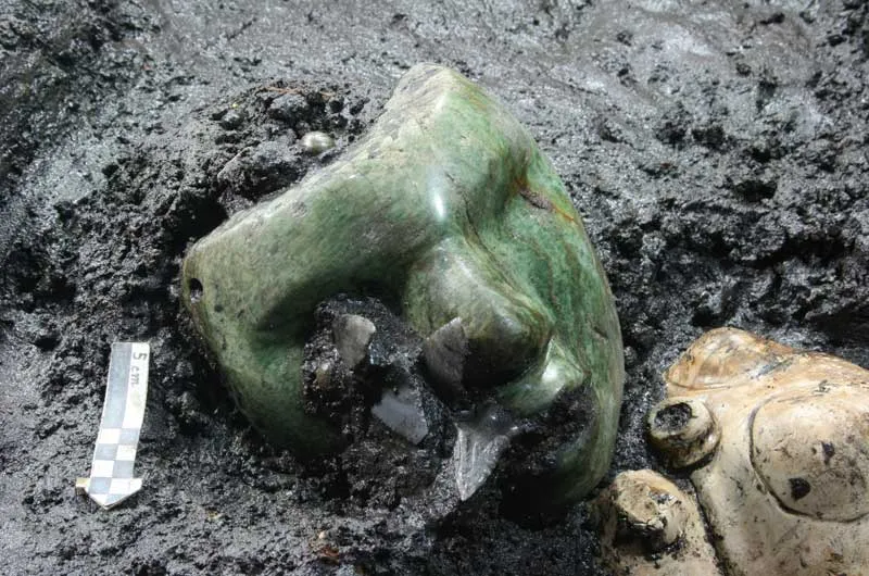 A detailed green stone mask unearthed beneath Mexico's Pyramid of the Sun may be a portrait of a specific individual.