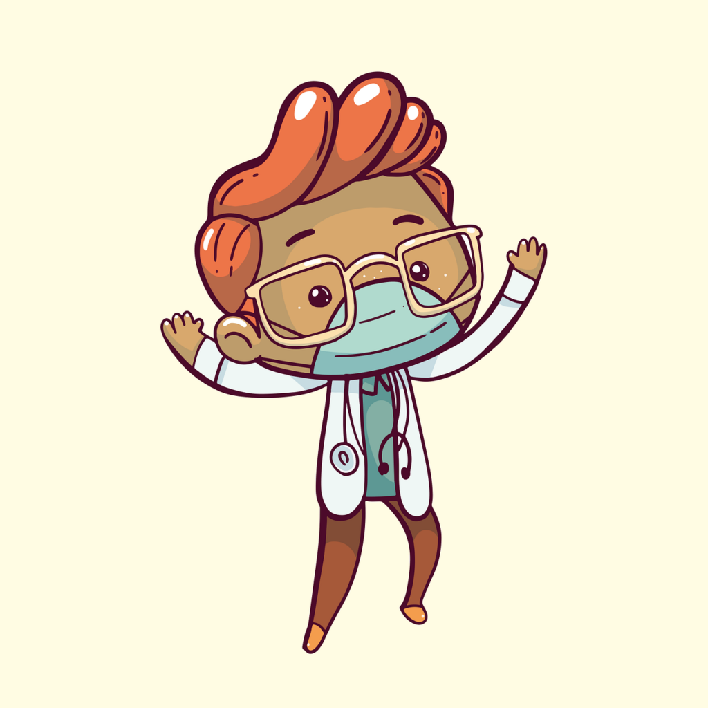 a joyful doctor in a mask