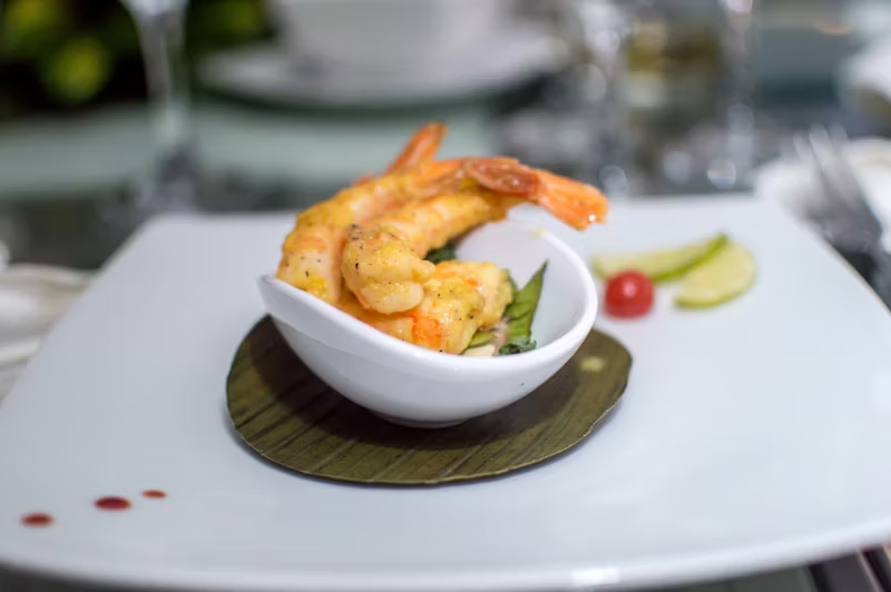 large shrimps in a small culinary dish