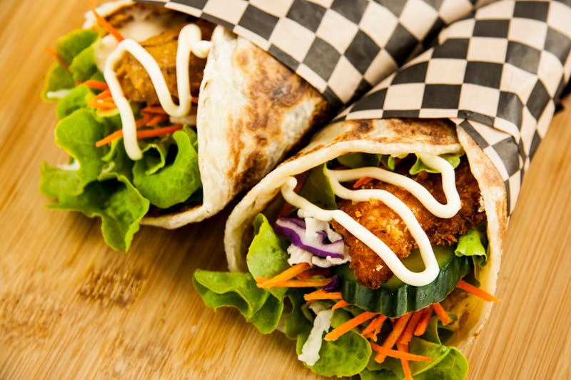 a pair of fast food wraps