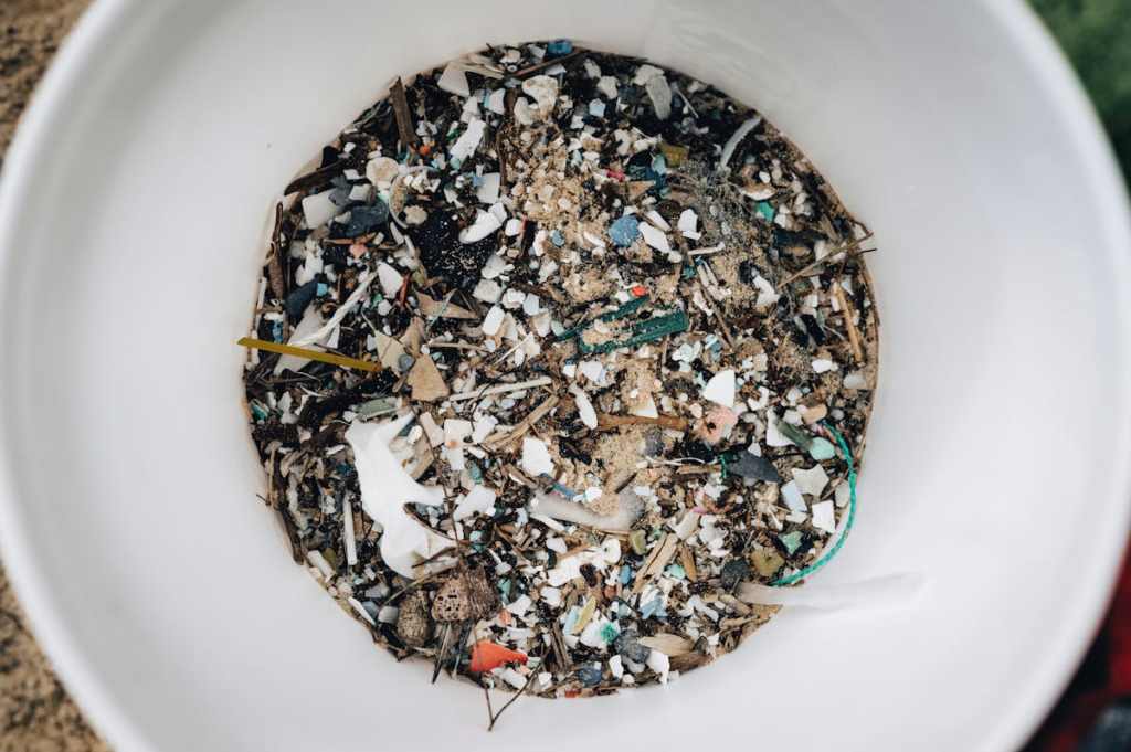 bucket of microplastics