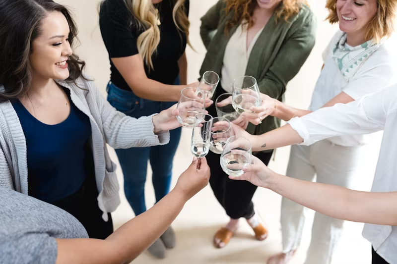 cheers-ing empty glasses