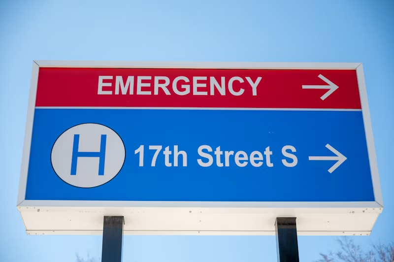 Hospital Emergency entrance sign