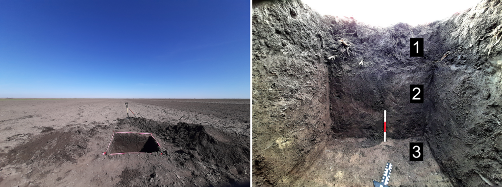 Test trench 2 showing depth of habitation debris and lack of clear stratigraphy within an activity area at Sakule