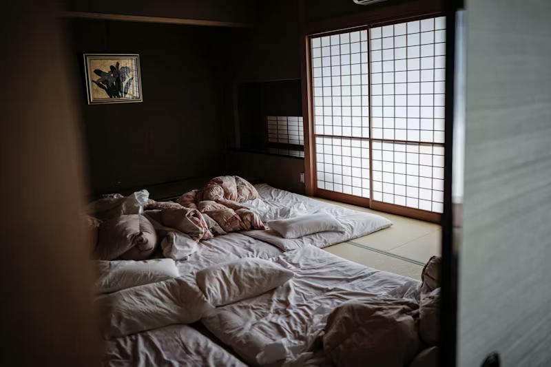 messy bedroom in the morning