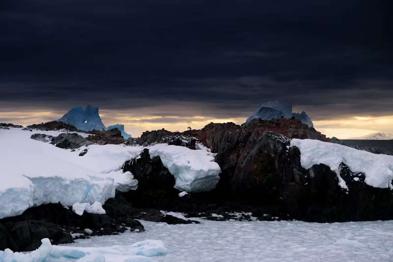 snow slowly melting in Antarctica