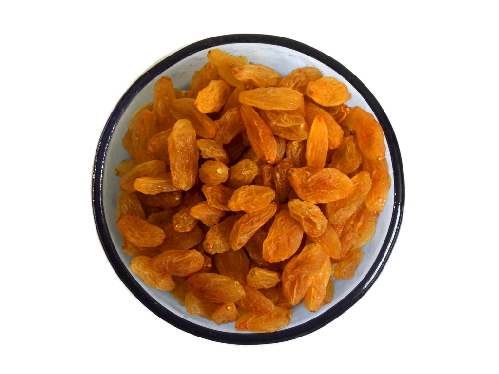 bowl of golden raisins