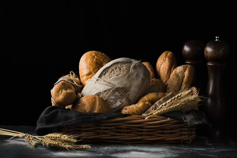 a basket of white bread