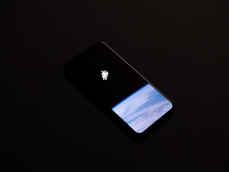 iPhone displaying a man in spaec