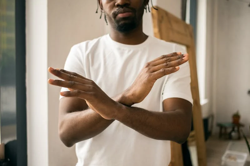 man saying no thank you