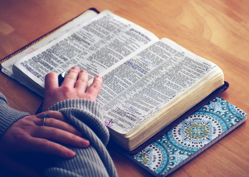 person reading the bible