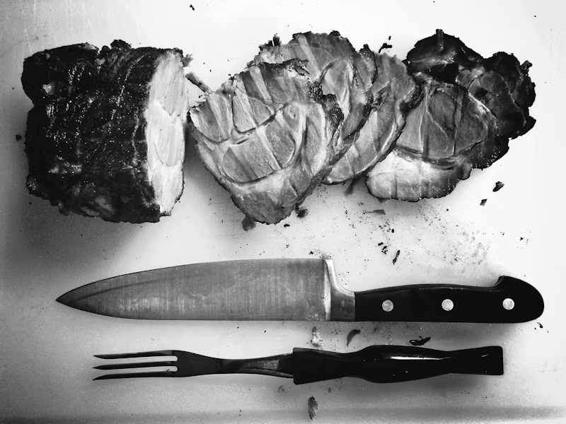 meat in black and white