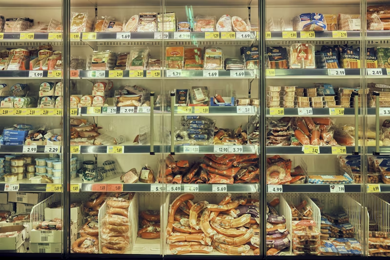 meat in a freezer