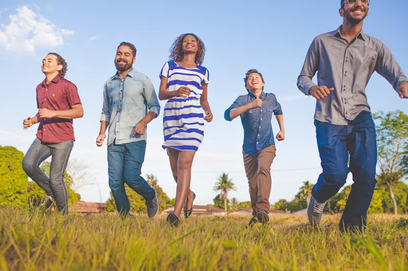 group of people walking with intent