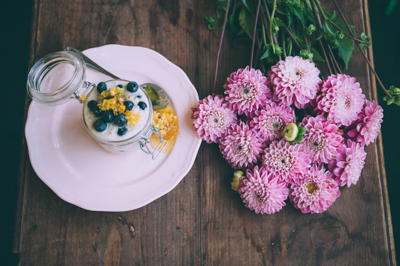fruit yogurt with berries on top