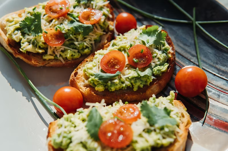 avocado toast with veggies on top