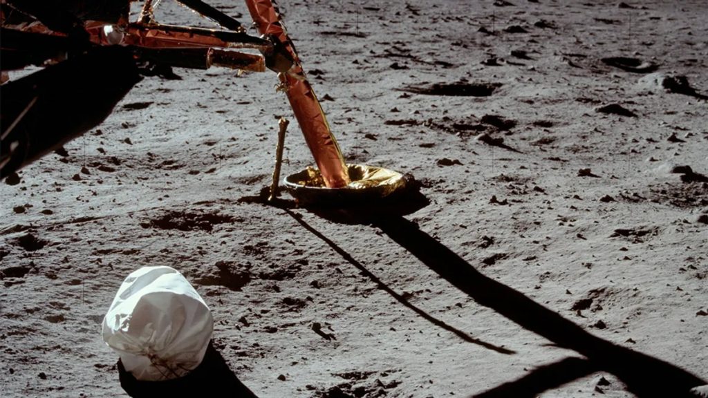The first photographs taken on the Moon contained a trash bag.