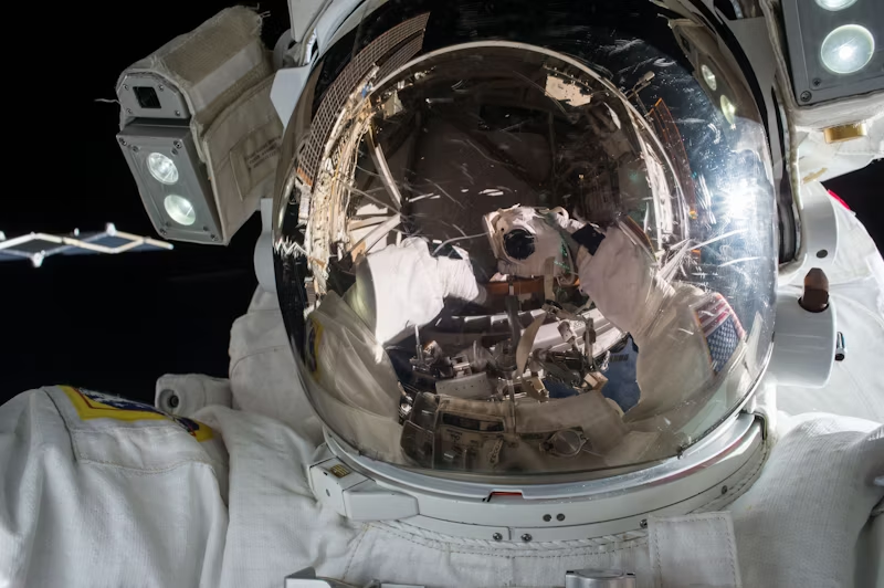 An astronaut working in space